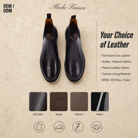 OEM ODM Herren Vollnarbenleder Chelsea Boots Slip-On mit Elastischem Seitenpanel Leichte EVA-Sohle Business Casual Knöchelstiefel