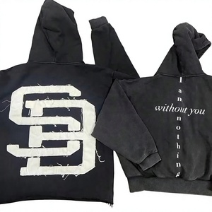 Sudaderas con capucha personalizadas para hombre, chándal Vintage lavado con ácido de alta calidad, conjunto de pantalones de chándal y Sudadera con capucha - Product Image 1