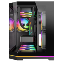 Boîtier de PC de jeu panoramique de taille moyenne, Micro ATX, châssis double vitrage, 9 ventilateurs, refroidissement par eau de 360 mm