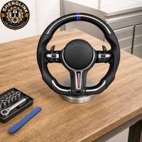 Volant en fibre de carbone 390 mm à fond plat style sport pour BMW E90 F10 F20 F30