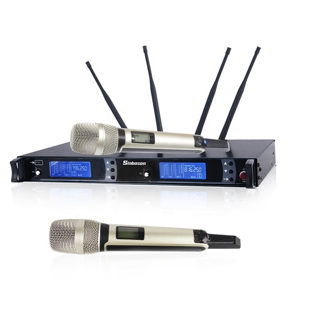 Professional Stage UHF Wireless Microphone with 2 Handheld Headset Collar Mic