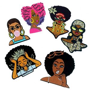 Patchs brodés thermocollants personnalisés de créateur, style Afro Black Girl Pink Style Mouth Lips Heels Ceo, pour vêtements - Product Image 3