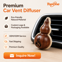 Diffuseur d'huiles essentielles en bois de noyer naturel TopOne pour grille d'aération de voiture, forme Hulu, poli à la main, accessoire de décoration automobile haut de gamme
