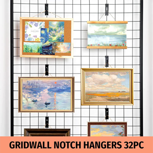 Gridwall Notch 32PC Heavy Duty Vinyl Coated Powder Coated Black Gridwall <b>Hooks</b> Industrial <b>Display</b> - Product Image 6