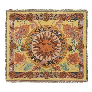 MU High Quality Woven Tapestry Blanket Custom Jacquard 100% Cotton Picnic Blanket Custom Outdoor Camping Rug