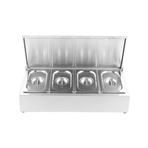Fournitures de cuisine de restaurant Porte-condiments commercial en acier inoxydable 4x1/4GN Grille de casserole avec couvercle - Product Image 2