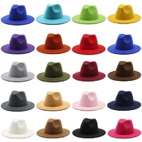 Chapeau Fedora à Large Bord Passe-Partout pour Femme, Couleur Unie, Chapeau en Feutre de Laine pour Homme, Automne Hiver, Panama Type Jazz Jaune