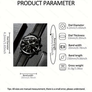 Venta al por mayor Venta caliente correa de cuero negro metálico cuarzo giro platino Ginebra relojes de lujo para hombres - Product Image 3