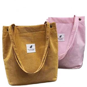 Stock Durable Fabric Student Corduroy <b>Canvas</b> Bag Arts and Arts Buckle Single Shoulder <b>Canvas</b> Bag Campus <b>Tote</b> Bag - Product Image 1