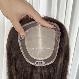 ท็อปเปอร์ผมลูกไม้สีน้ำตาลเข้ม ขายส่ง พร้อมส่ง สำหรับผู้หญิงผิวขาว ผมแท้เวอร์จินจากยุโรปและรัสเซีย พร้อมกิ๊บติด - Product Image 1