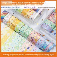 Ensemble de rubans washi personnalisés, mignons, couleur bonbon, avec estampage à chaud, pour journal créatif et décoration DIY, pour le marché international