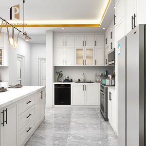 Элитный модульный кухонный гарнитур в американском стиле RTA: белые шкафы Shaker, современные, из смолы/мрамора/ламината, с краном, полностью меламиновый комплект - Product Image 1