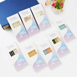 เทียนวันเกิดแบบใหม่เรียบง่าย สีบรอนซ์ สำหรับเด็กอายุหนึ่งขวบ ไร้ควัน สำหรับงานปาร์ตี้ ตกแต่งเค้ก บรรจุกล่อง 6 เล่ม เทียนดินสอ ทำจากพาราฟิน - Product Image 3