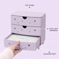 Boîte de rangement de bureau en polystyrène à motifs floraux WONFUN avec compartiments couverts pour l'organisation des dortoirs étudiants