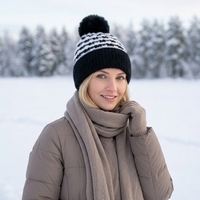 2026 Herbst Winter Gestreifte Vintage Jacquard Gestrickte 100% Acryl Mütze Weiche Dicke Imitierte Nerzfell-Damenmütze für Reisen und Outdoor