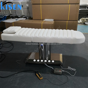 Lit de luxe pour extensions de cils Kisen, incurvé et réglable - Mobilier de salon de beauté moderne avec base dorée pour extensions de cils et lit de massage spa - Product Image 4