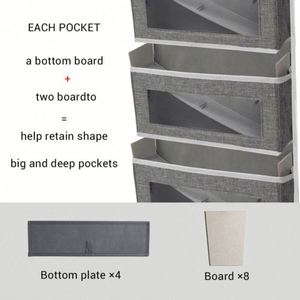 Organisateur suspendu transparent en PVC pour porte, sacs de rangement muraux pour cosmétiques, papeterie, articles divers, avec poches pliables pour optimiser l'espace - Product Image 3