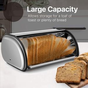 Contenedor de Pan de Cocina de Estilo Clásico de Alta Calidad, Caja de Almacenamiento de Acero Inoxidable con Tapa Abatible y Anillo de Sellado de Silicona que Conserva los Alimentos - Product Image 4