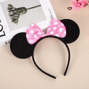 Children's Performance Mickey <strong>Minnie</strong> <strong>Mouse</strong> Headband with <strong>Bow</strong> Ears Sweet Handmade Hair Accessories for Kids - Product Image 3