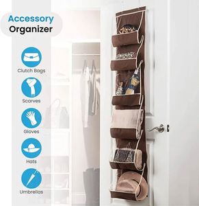 High Quality Foldable 8-Pocket Minimalist Fabric Wall-Mounted Hanging Handbag Clothing Organizer Wardrobe Storage <b>Polybag</b> - Product Image 3