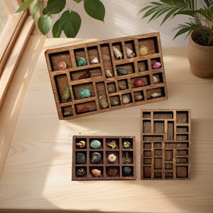 Wooden Jewelry Organizer <b>Box</b> With Compartment <b>Storage</b> For Gemstones Rings And <b>Small</b> Accessories Home Use Pine Material Style A - Product Image 1