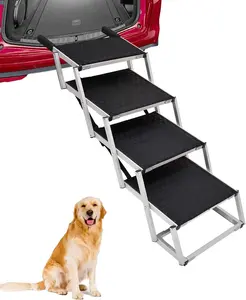 Portable Dog Stairs for Large Dogs Foldable Aluminum Lightweight Pet Ramps Pet Steps Extra Wide Dog Ramp