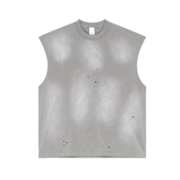 Débardeur Rétro Américain Vintage en Coton Lavé Tricoté Respirant 100% Coton Coupe Courte Effet Vieilli Été 2025