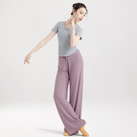Pantalons de danse moderne, vêtements d'entraînement de danse chinoise, pantalon d'entraînement basique à jambes larges pour femmes, pantalon d'entraînement de danse classique