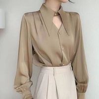 IStapromo hadiah gaun lengan panjang kemeja bebas kerut cocok reguler katun bergaris Vintage kasual untuk pakaian kerja Musim Semi