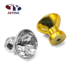 ジエイイング 30mm 引き出し家具クローゼットドア金具ノブ シングルホール ラウンドゴールドベース ガラスクリスタルダイヤモンドハンドル - Product Image 2
