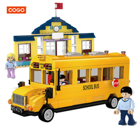 Briques de construction en plastique éducatives COGO, blocs de construction pour la ville, école maternelle, autobus scolaire, jouets de construction