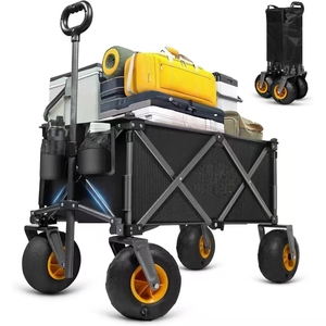 Carro plegable al aire libre con marco de acero fuerte y ruedas suaves - Product Image 6
