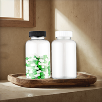 Pot en PET transparent de 400 ml, léger, facile à remplir, à large ouverture, pour capsules et vitamines