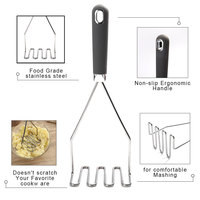 Triturador de Patatas de Acero Inoxidable Negro de Primera Calidad de 10.8 Pulgadas