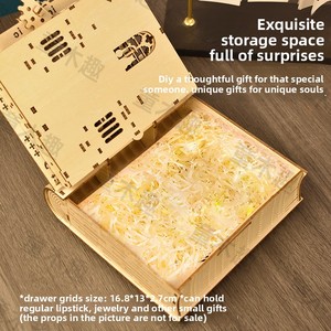 Fermalibri in Legno Fatto a Mano Tongmuqu, Modello DIY da Assemblare, Libro Magico Creativo 164x72x213mm - Product Image 4