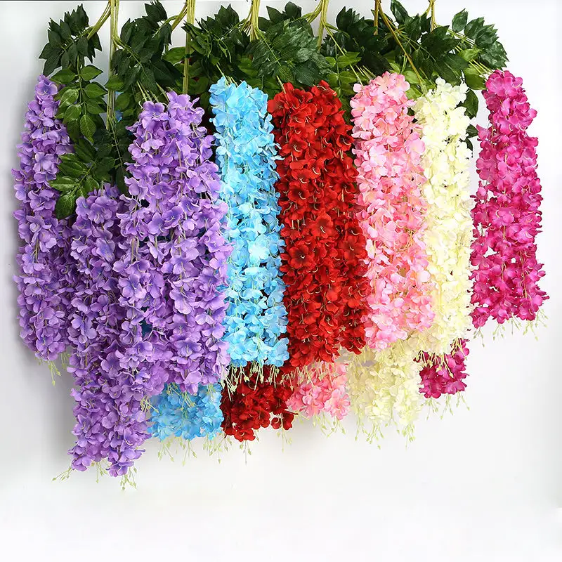 Décor de festival matériel de soie décoratif mariage suspendu en vrac vigne glycine fleurs artificielles