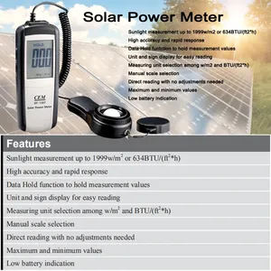 Medidor de Energía Solar Portátil HEDAO DT-1307, Medidor de Irradiancia Digital 2000 W/m2 634 BTU / (ft2 H), Rango de Medición Negro/Blanco - Product Image 4