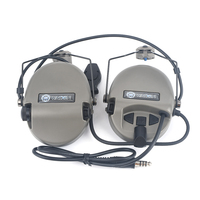 Headset Taktis Wadsn dengan Adaptor Helm Rel Ver.2 - Peredam Kebisingan Aktif & Tahan Air IPX-4 untuk Komunikasi Olahraga