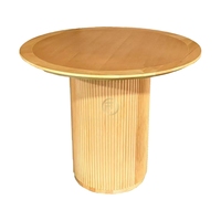 Table basse en bois massif personnalisée créative avec base à lattes en forme d'harpe, table d'appoint ronde moderne pour salon, meuble de chevet, table à manger