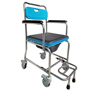 Multifunctional <b>Commode</b> <b>Chair</b> Stainless Steel With Wheels For Elderly And Disabled Bathroom Use - Product Image 4