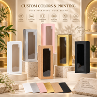 Boîte en carton personnalisée 8 x 8 x 20 cm avec fenêtre transparente pour verre à vin, bougie et emballage cadeau pour petites entreprises