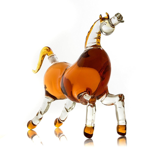 Shanghai Linlang 750ml 1000ml 1750ml Bouteilles de brandy de whisky en verre en forme d'animal faites à la main avec cheval du zodiaque - Product Image 4