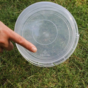 Seau en plastique rond transparent recyclable PP écologique non toxique de qualité alimentaire avec poignées et couvercles pour confitures et cornichons - Product Image 2