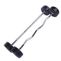 Équipement de fitness personnalisé en gros barre fixe droite et ensemble d'haltères en caoutchouc EZ Curl avec KG LB