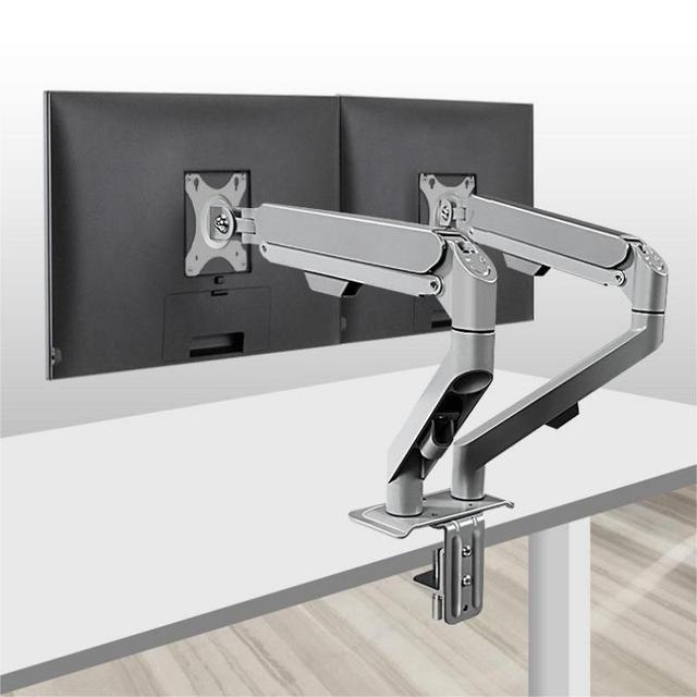 Heavy Duty M22G Gas Spring Grey 17-30" Double Screen Articulated Curved Monitor Desk Stand  Arm Support for Monitor