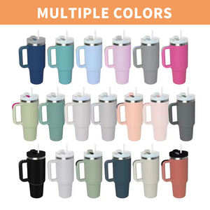 Gourde isotherme en acier inoxydable de 40 oz avec poignée et paille, performance thermique de 6 à 12 heures, couvercle alimentaire sécurisé pour le camping - Product Image 2