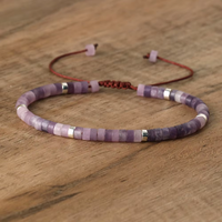 Bracelet en pierre de bambou 6*12mm pour femme, bijoux tendance, soulagement de l'anxiété, protection, bracelet ajustable en jaspe impérial perlé