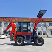 KUUGAO Mini Backhoe Wheel Loader Shovel Digger 4x4 Excavator Teleskopik Front End Loader Mesin Diesel Pompa Hidrolik 0.5m