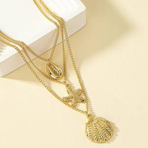 Collar con Colgante de Estrella de Mar, Cadena de Clavícula Multicapa con Conchas Marinas Doradas, Joyería para Mujer para Fiestas - Product Image 3