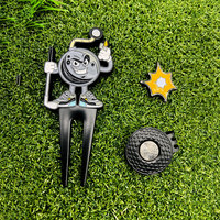 Outil de réparation de divots de golf professionnel en alliage de zinc moulé sous pression avec marqueur de balle magnétique, kit de fourche ergonomique pour le green, pour les amateurs de golf